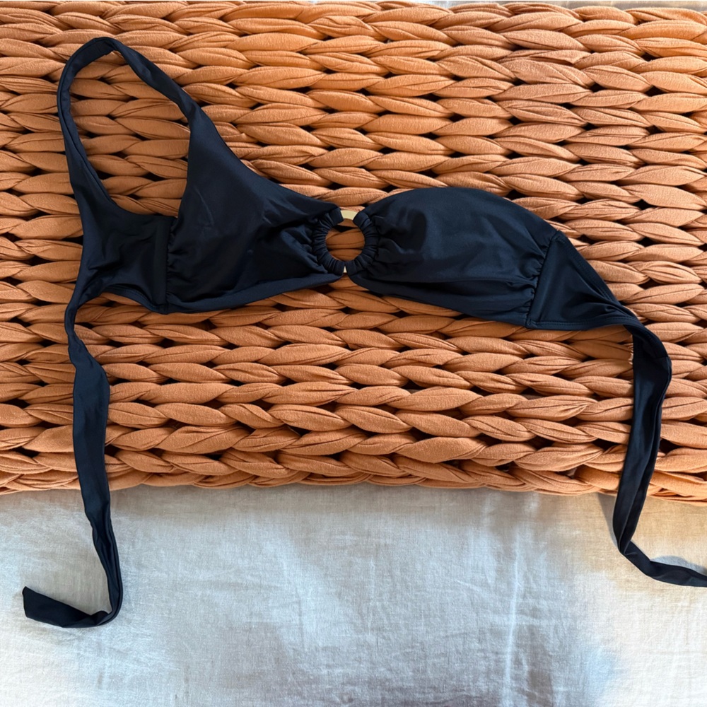 Monday Swimwear Black Ring-Front Bikini Top